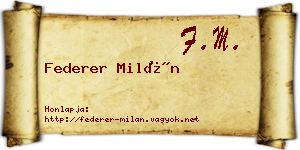 Federer Milán névjegykártya
